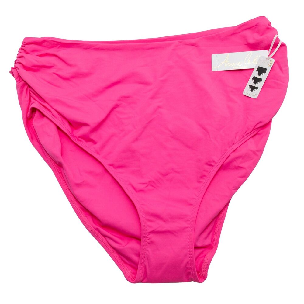 Anne Cole Size 20W Women's Pink Punch High Waisted Ruched Swim Bottom Plus NWT